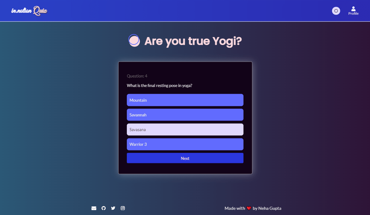 inNotion Quiz - Quiz App